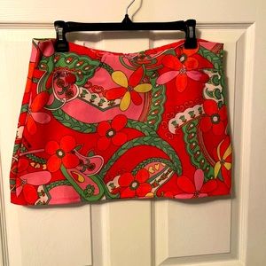 Wet Seal multi colored retro hippy mini skirt pink, green orange colors SZ-11